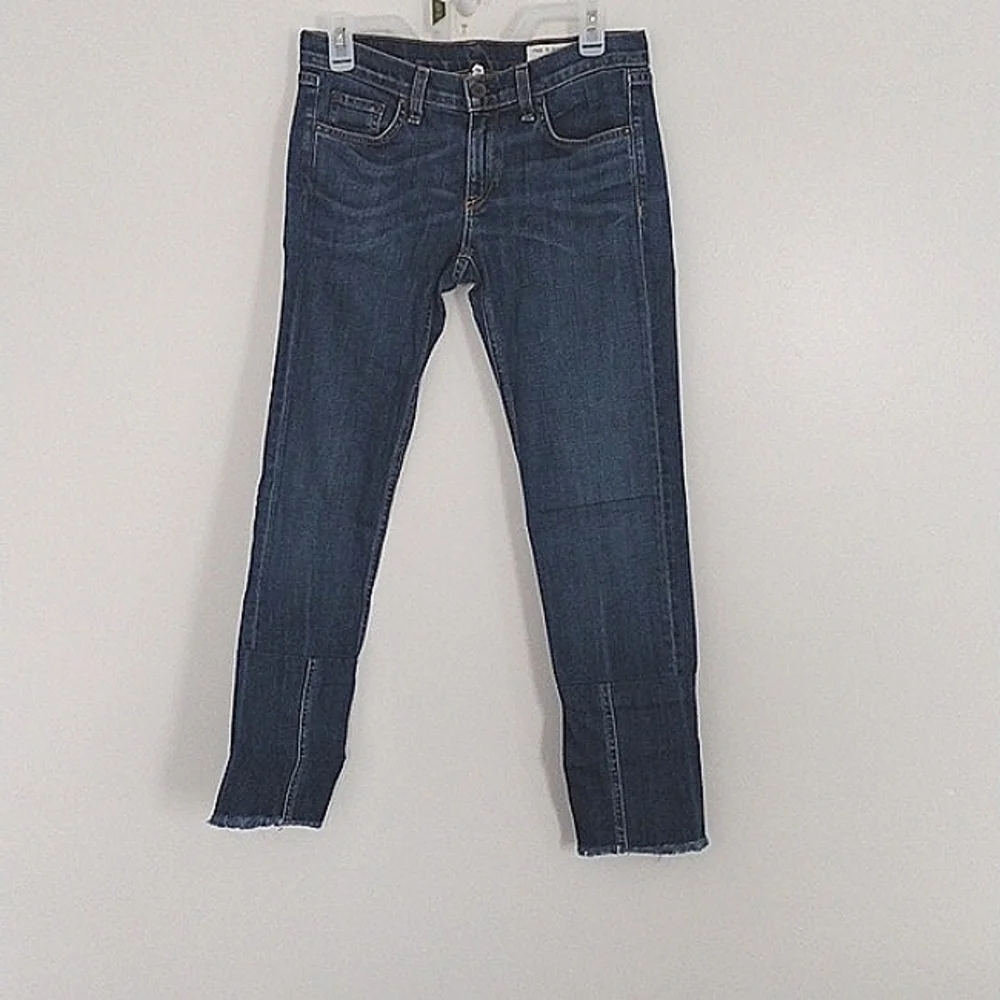 Rag & bone keiko cuff dre Jeans raw hem Women's Size 26 Dark Wash Pre-owned - Picture 1 of 14